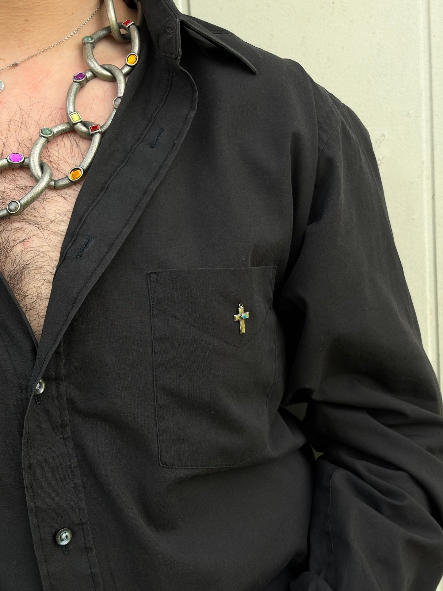 Vintage 1990's Silver Hunter Cropped Shirt