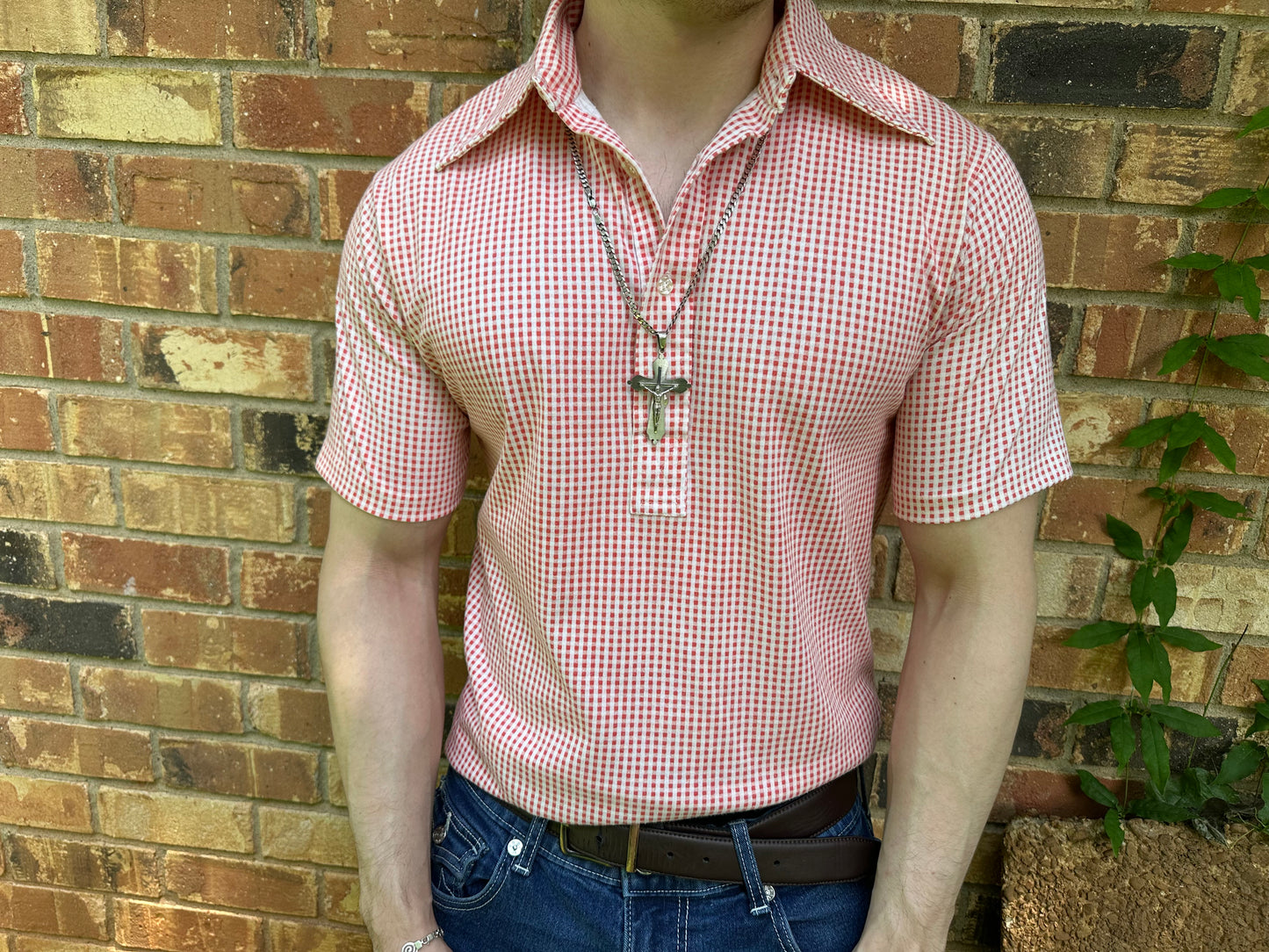 Vintage 1970's Checkered Picnic Polo