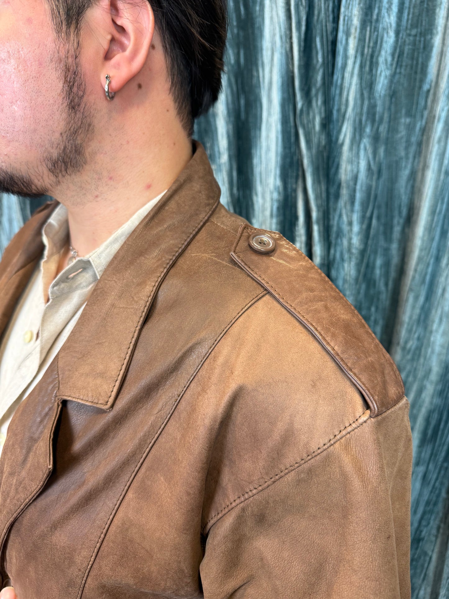 Smooth Whiskey Leather Trench Coat