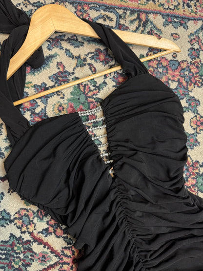 Black Ruched Deadstock Midi Dress