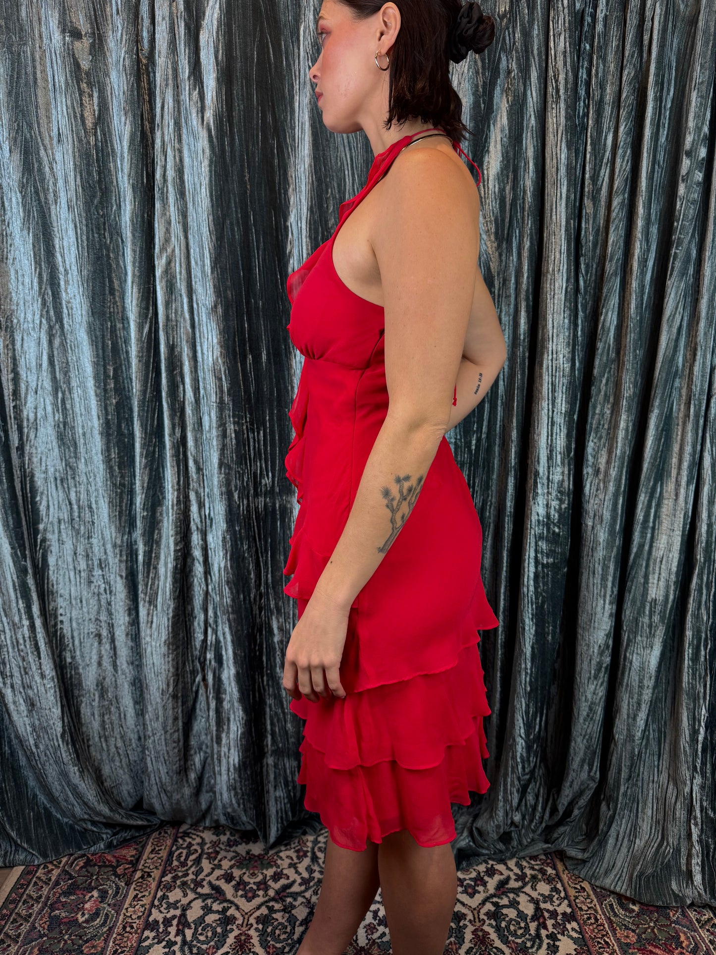 Red Sangria Silk Dress