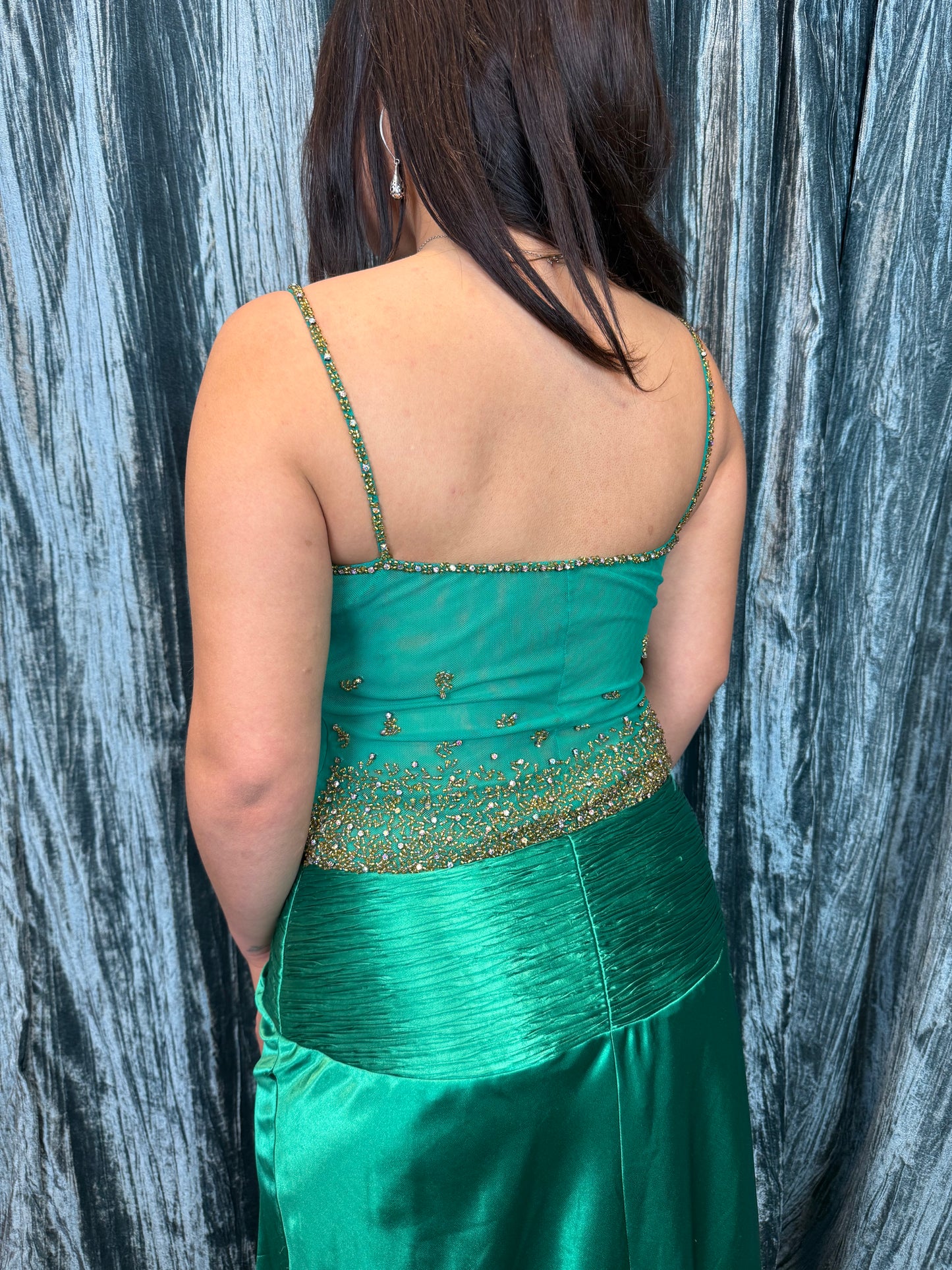 Vintage Y2K Beaded Emerald City Evening Gown