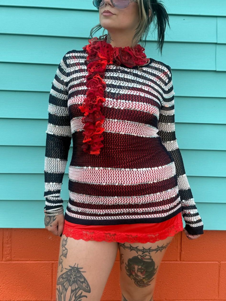 Y2K Stripe Sequin Coverup