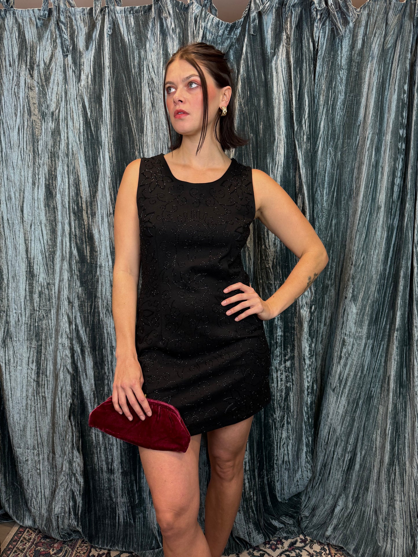 Mini Beaded Holiday Dress