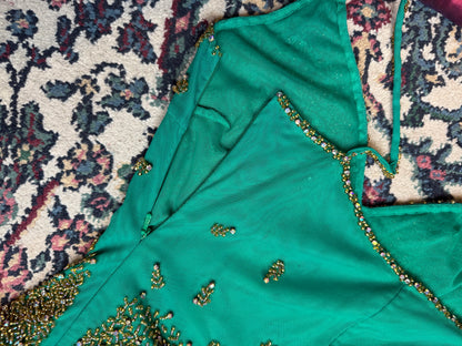 Vintage Y2K Beaded Emerald City Evening Gown