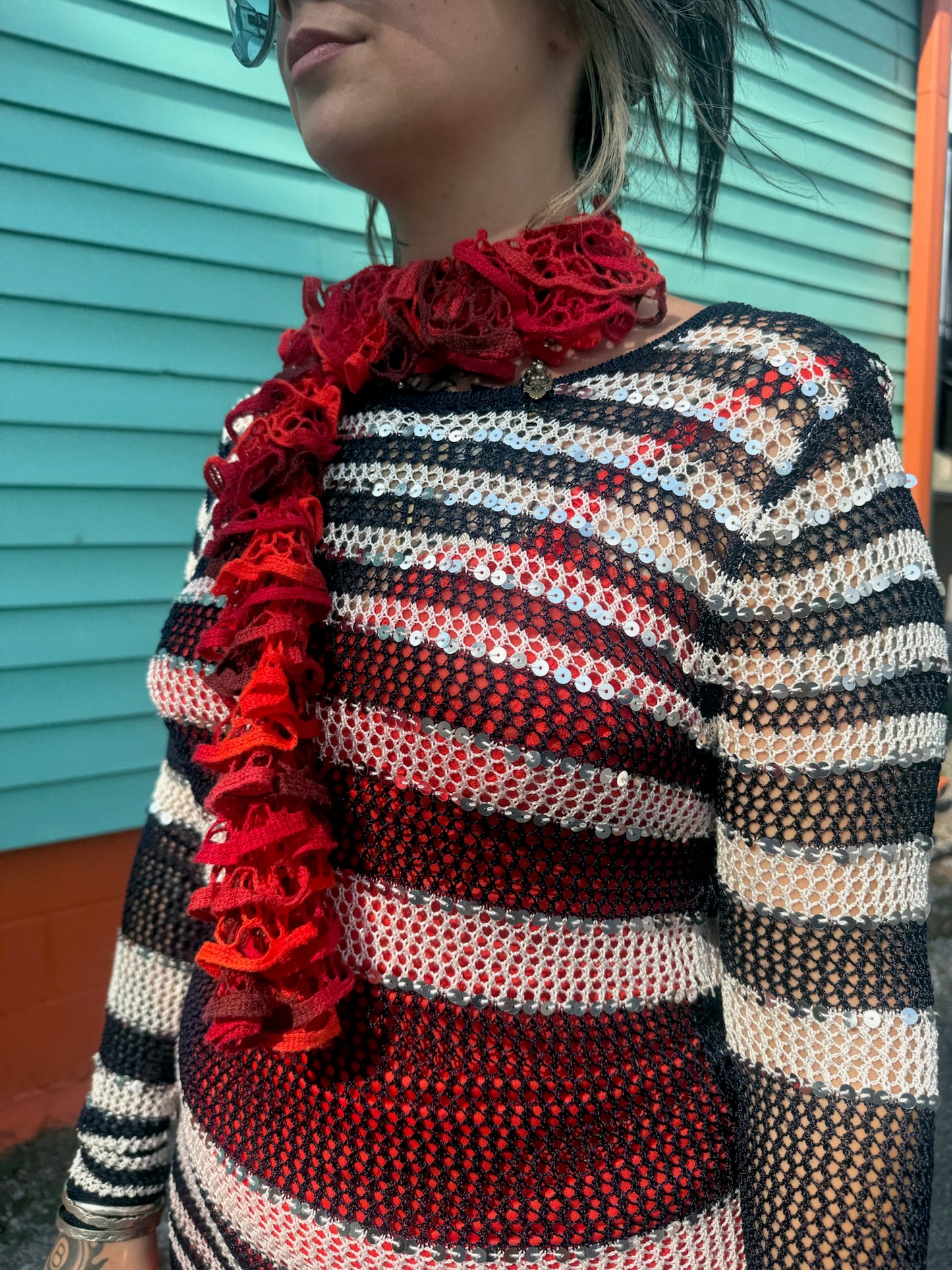 Y2K Stripe Sequin Coverup