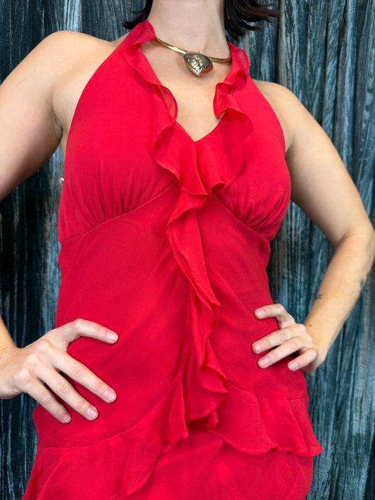 Red Sangria Silk Dress