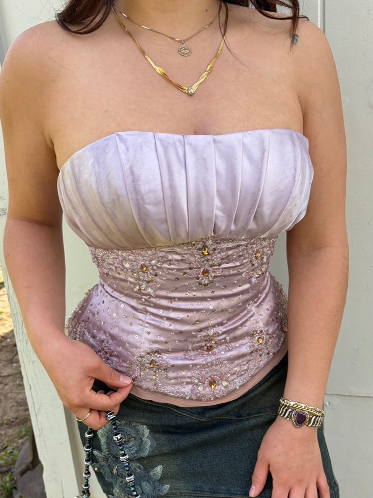 Y2K Lavender Beaded Corset