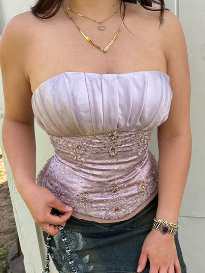 Y2K Lavender Beaded Corset