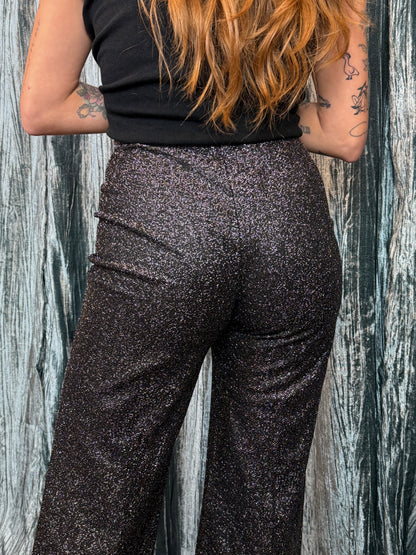 Black Sparkle Wide-Leg Pants