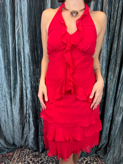 Red Sangria Silk Dress