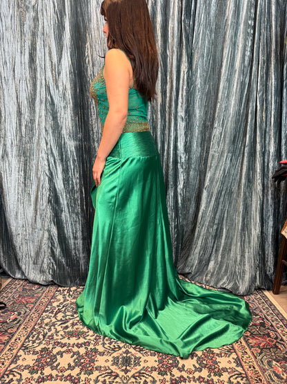 Vintage Y2K Beaded Emerald City Evening Gown