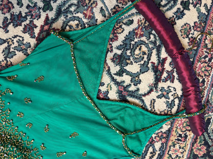 Vintage Y2K Beaded Emerald City Evening Gown
