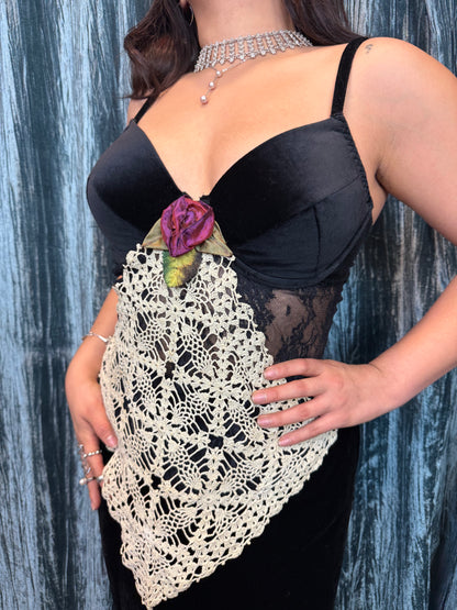 Gothic Velvet and Lace Handmade Top