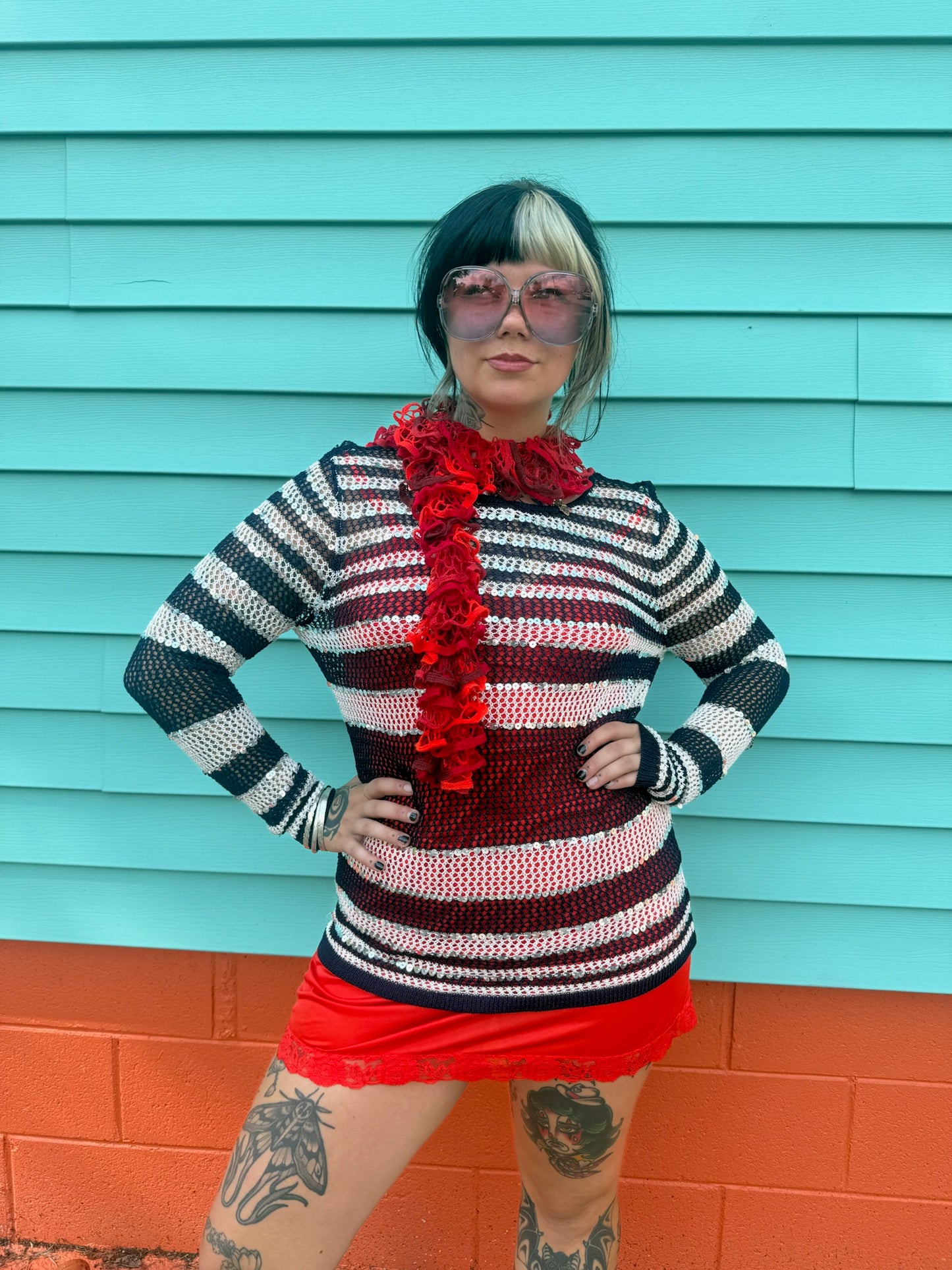 Y2K Stripe Sequin Coverup