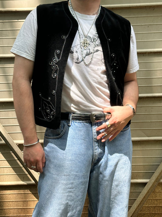 Vintage 1980's Gothic Vaquero Velvet Vest