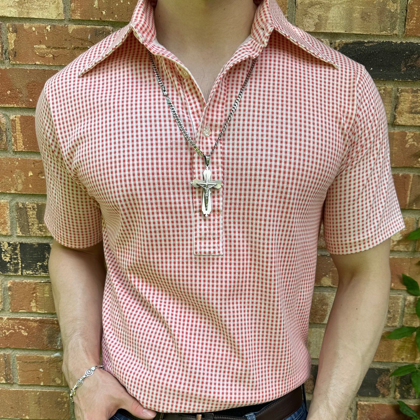 Vintage 1970's Checkered Picnic Polo