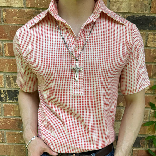 Vintage 1970's Checkered Picnic Polo