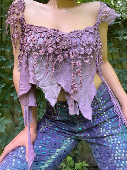 Handmade Distressed Fairy Lavender Top