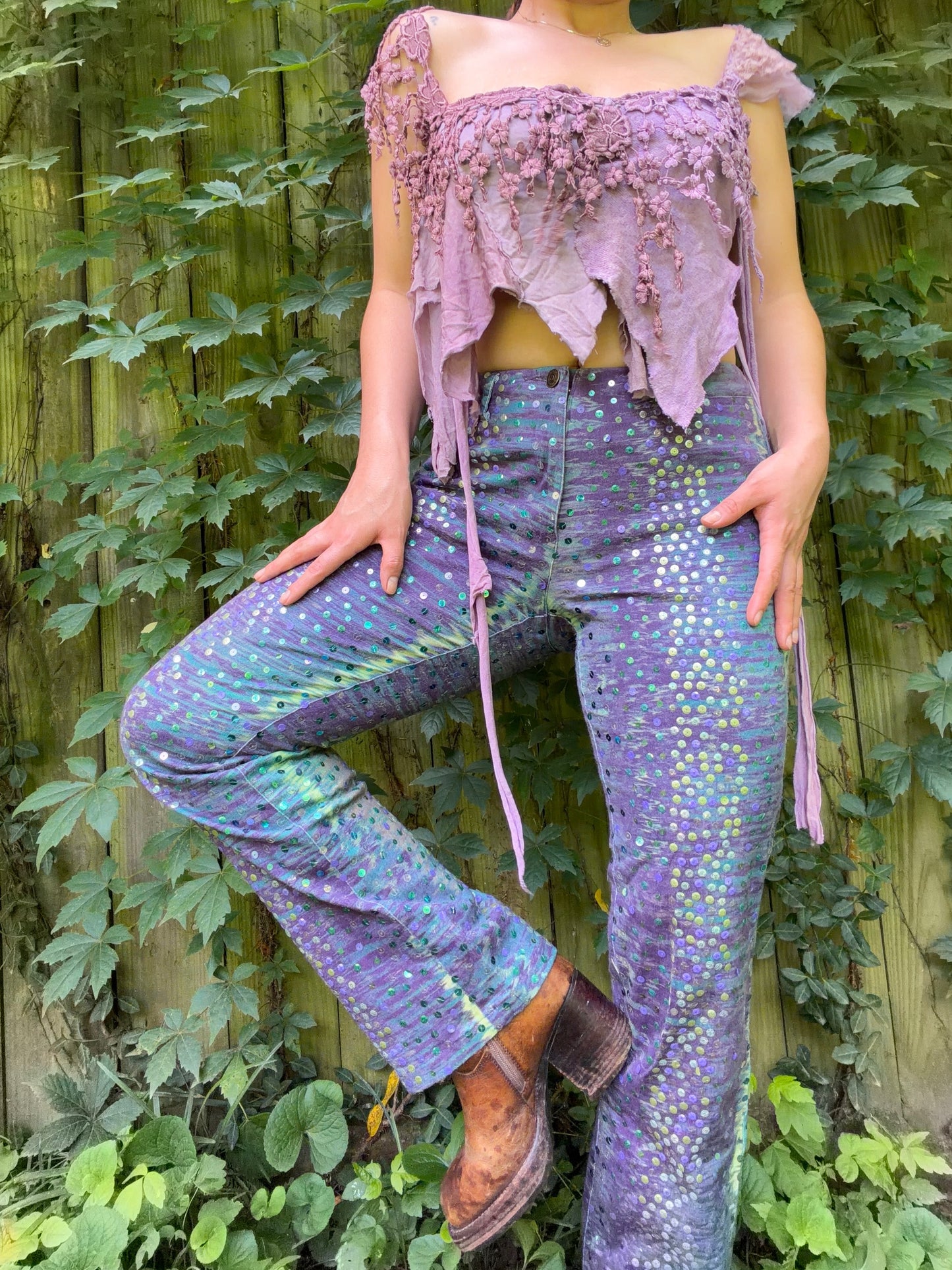 Handmade Distressed Fairy Lavender Top