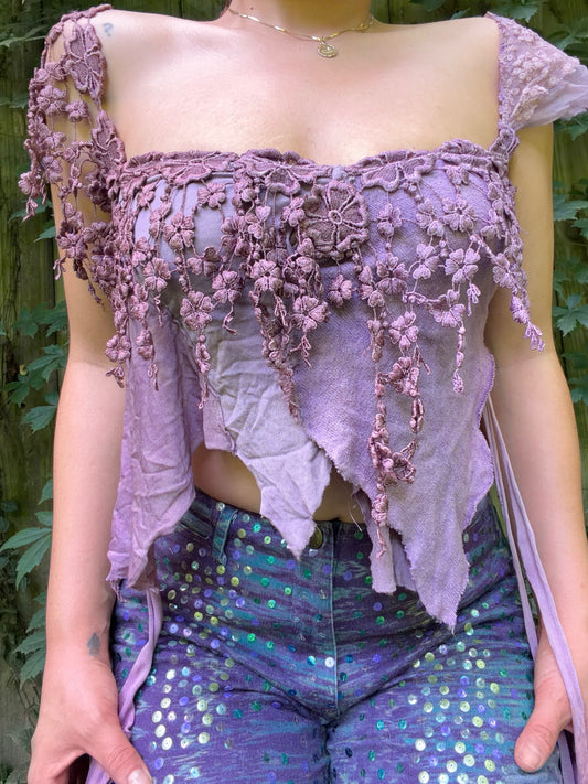 Handmade Distressed Fairy Lavender Top