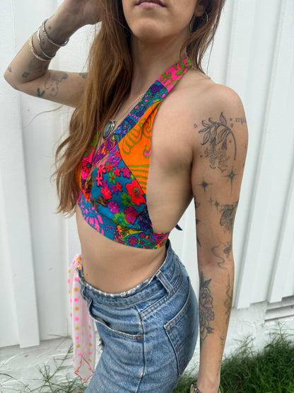 Vintage 1970’s Psychedelic Lady Halter Top