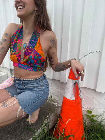 Vintage 1970’s Psychedelic Lady Halter Top