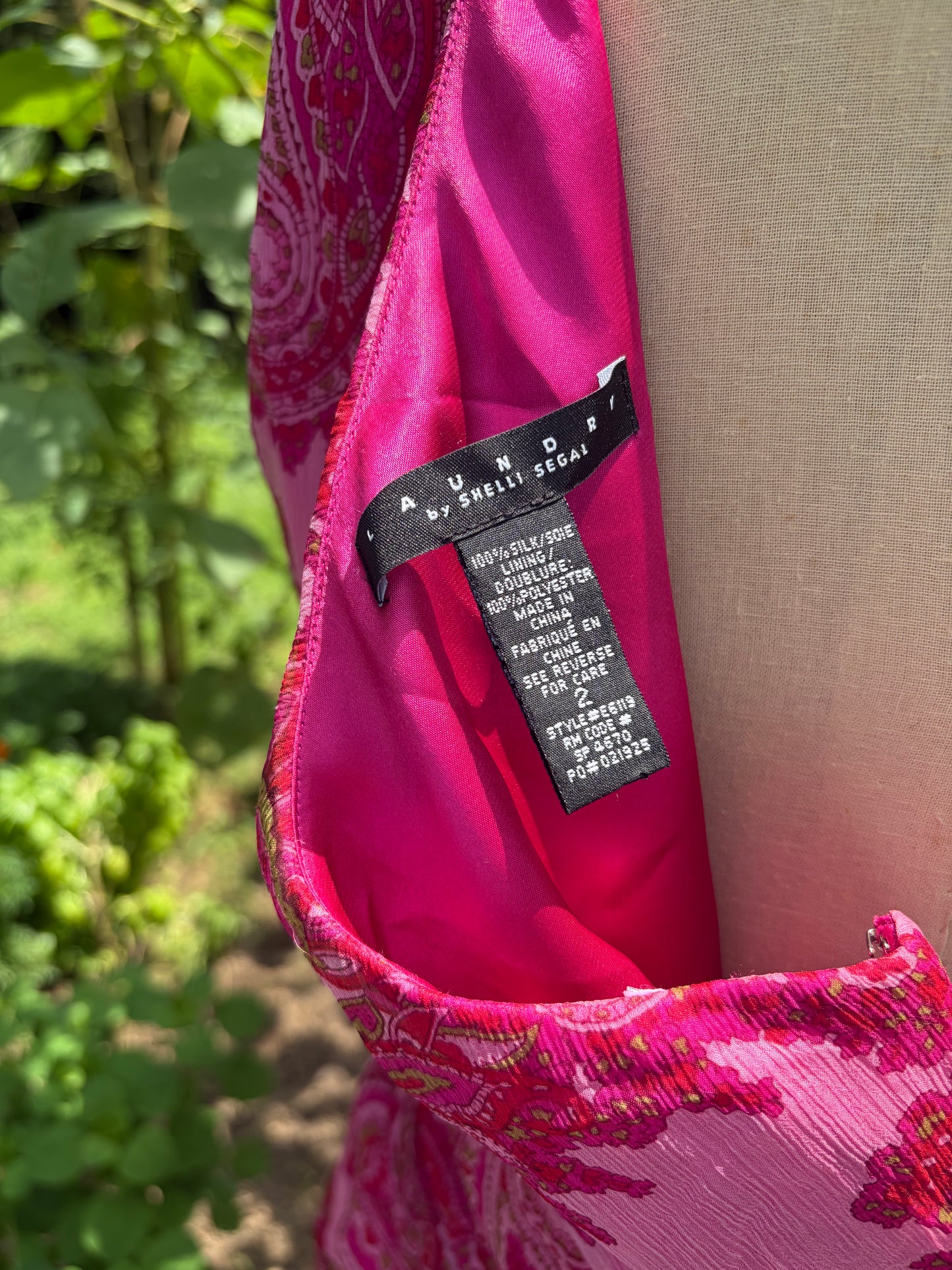 Y2K Silk Garden Party Pink Paisley Dress