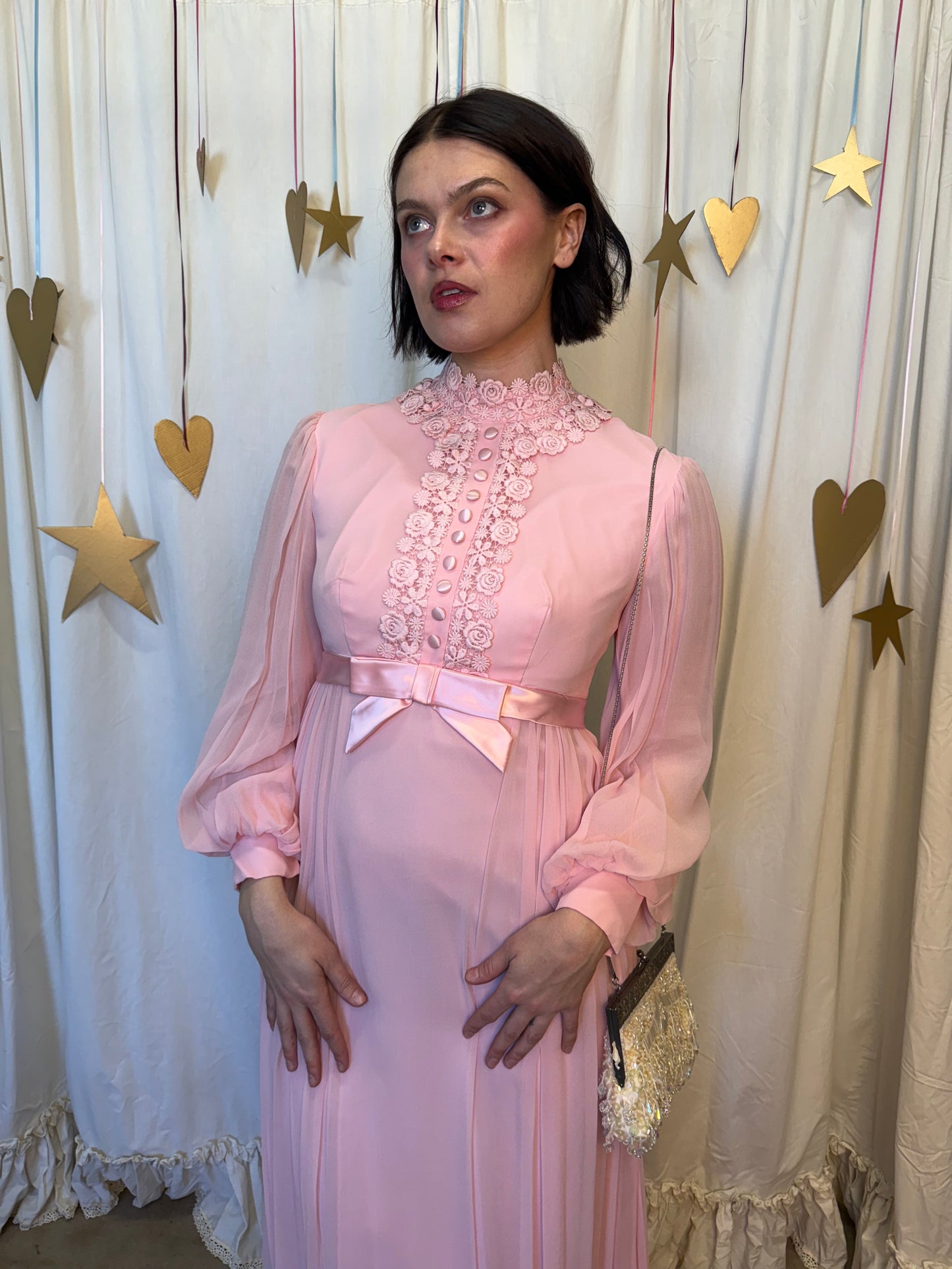 Vintage 1970's Babydoll Chiffon Gown