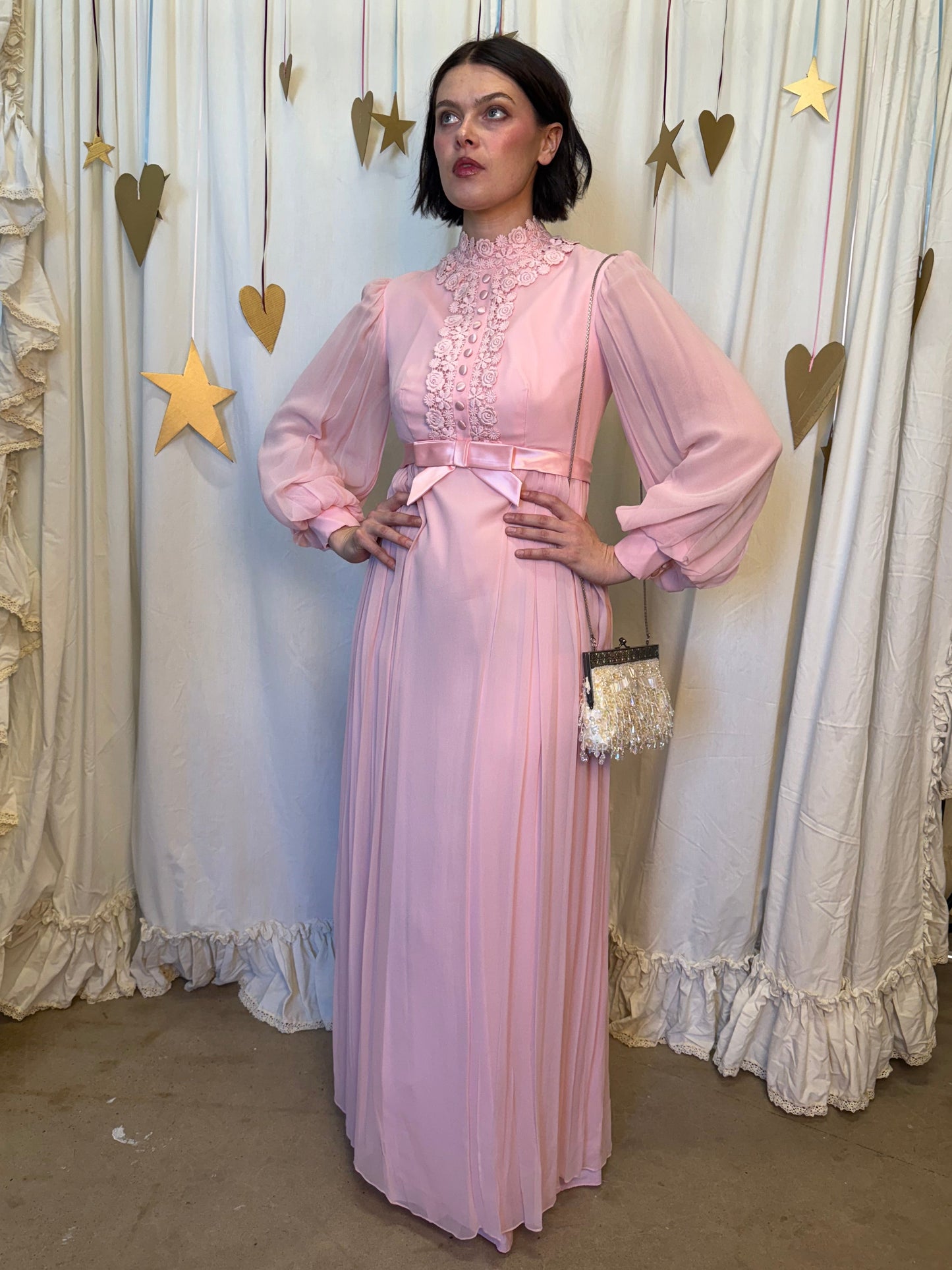 Vintage 1970's Babydoll Chiffon Gown