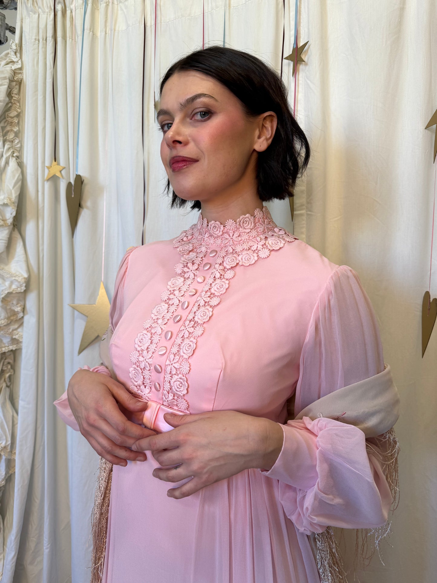 Vintage 1970's Babydoll Chiffon Gown