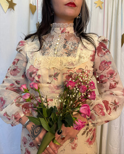 Vintage 1970's Bouquet Prairie Dress