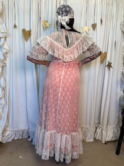 Vintage 1970's Blush Meadow Dress