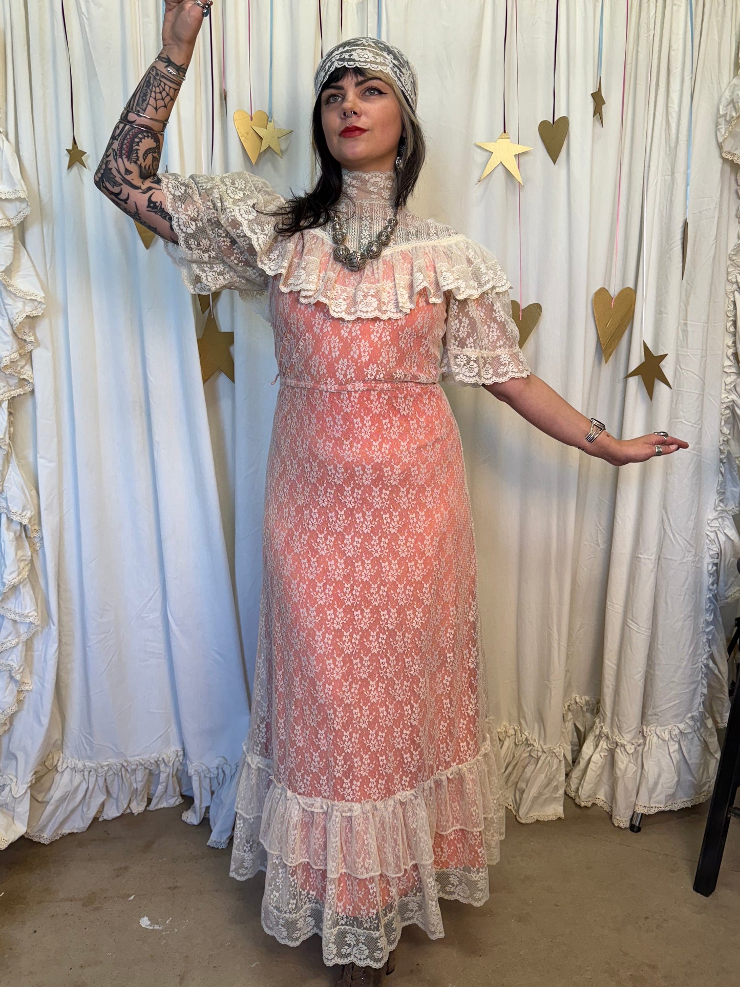 Vintage 1970's Blush Meadow Dress