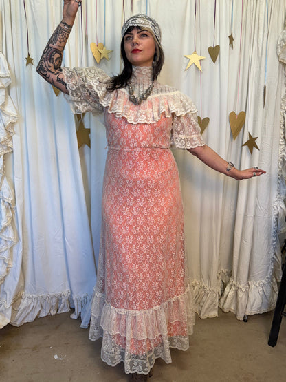 Vintage 1970's Blush Meadow Dress