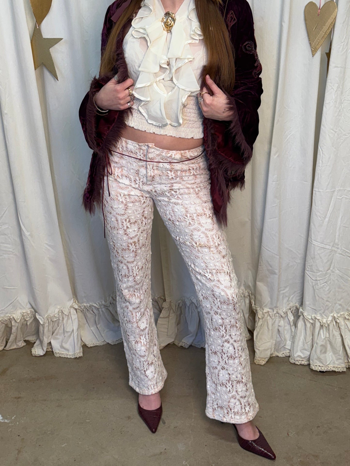 Y2k Lace Hip Hugger Pants