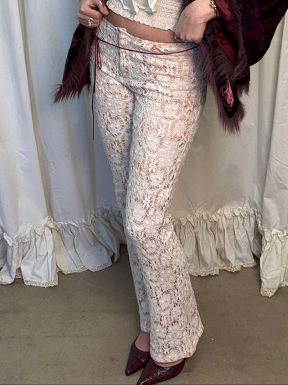 Y2k Lace Hip Hugger Pants