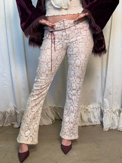 Y2k Lace Hip Hugger Pants
