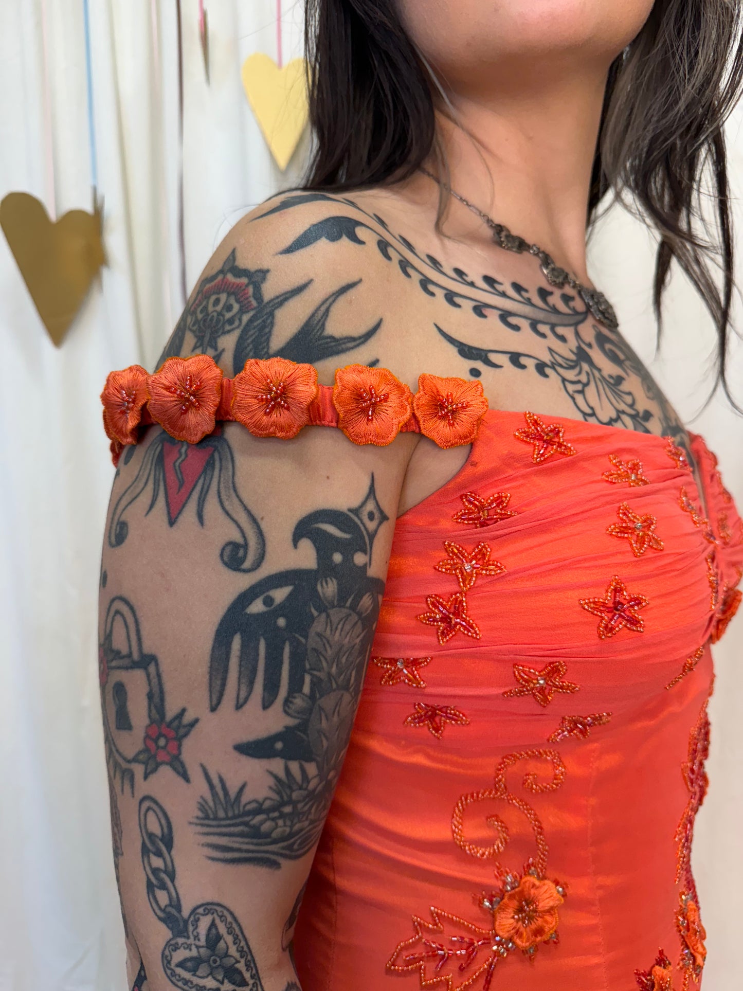 Vintage Y2k Silk Blood Orange Sunset Evening Gown
