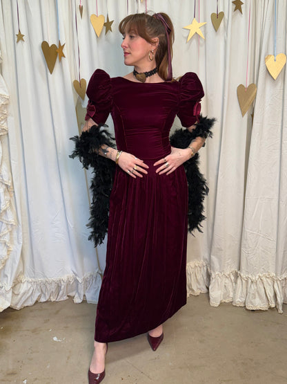 Vintage Early 1980's Crimson Bow Dress