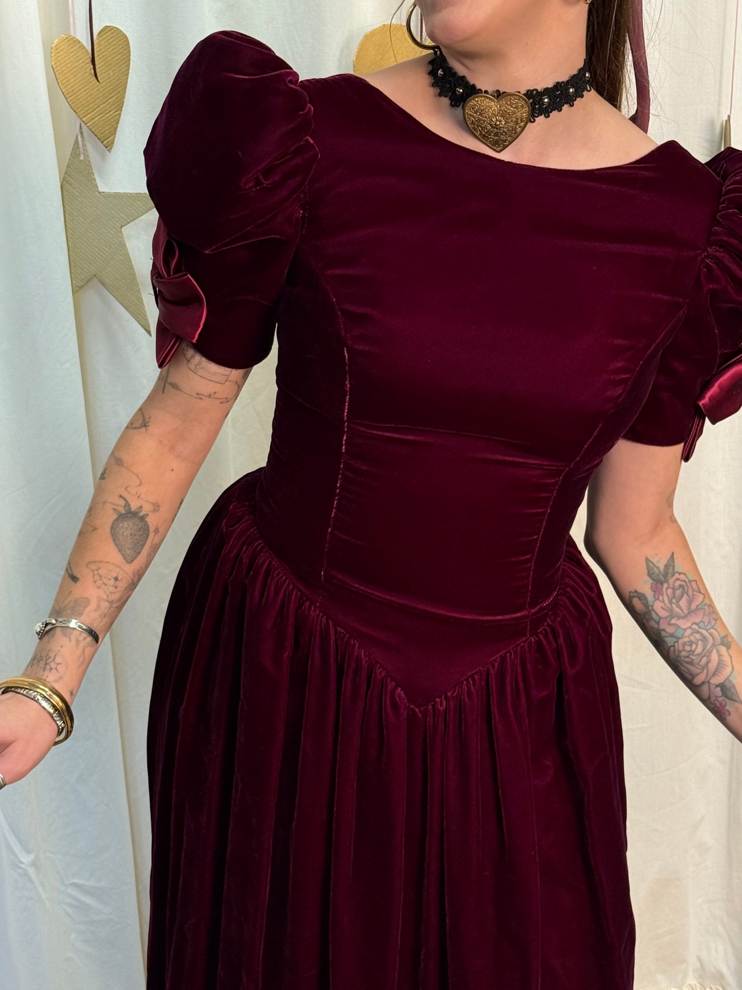 Vintage Early 1980's Crimson Bow Dress