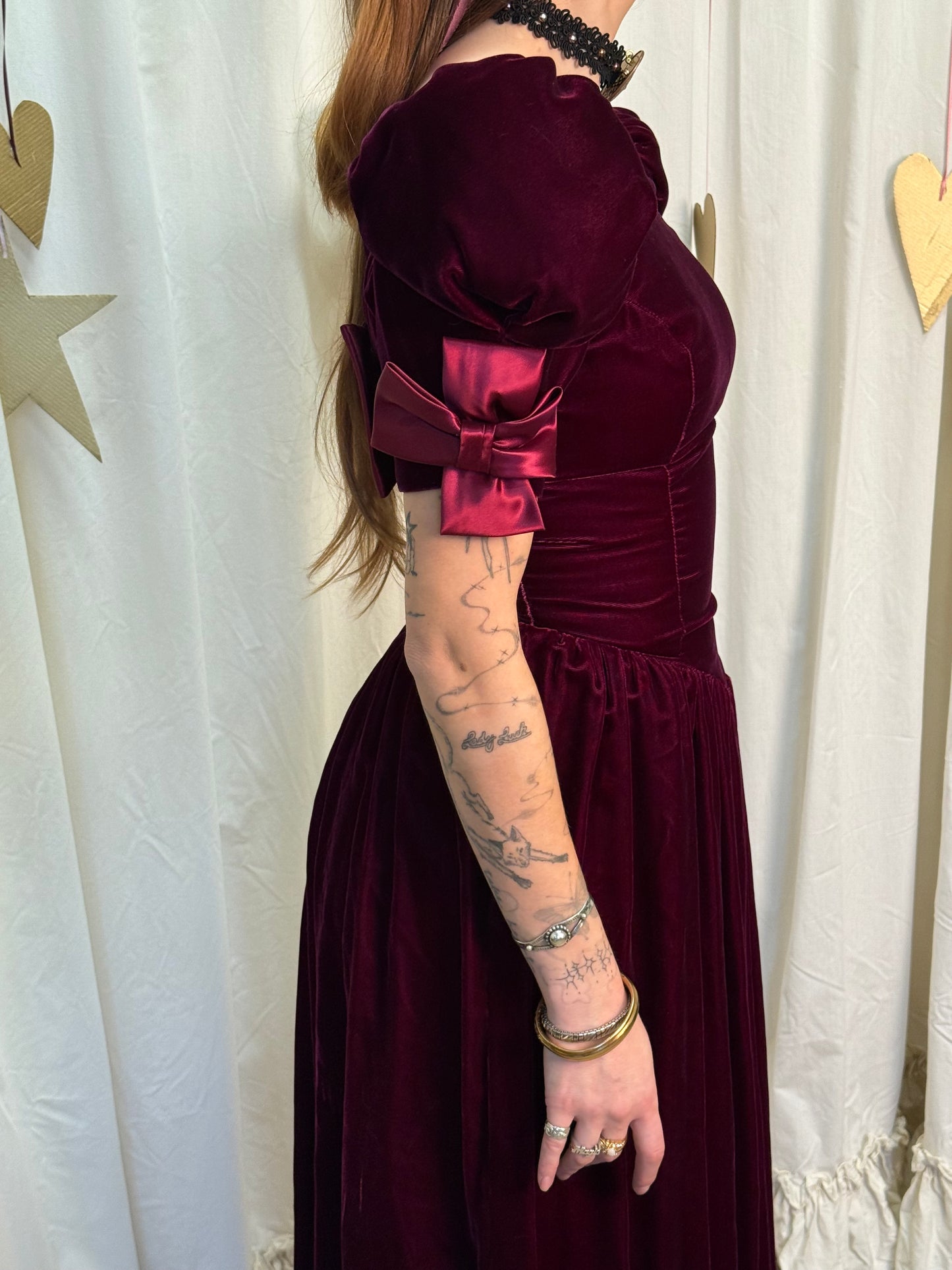 Vintage Early 1980's Crimson Bow Dress