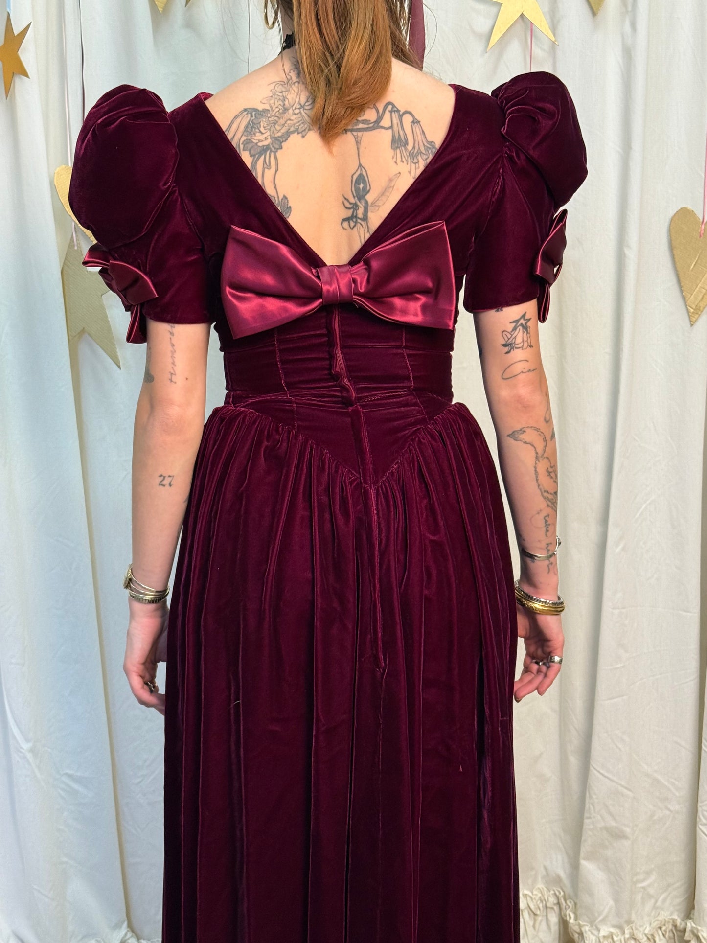 Vintage Early 1980's Crimson Bow Dress