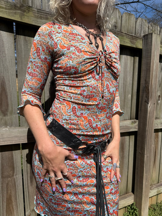 Y2K Does 70’s Paisley Fit Dress
