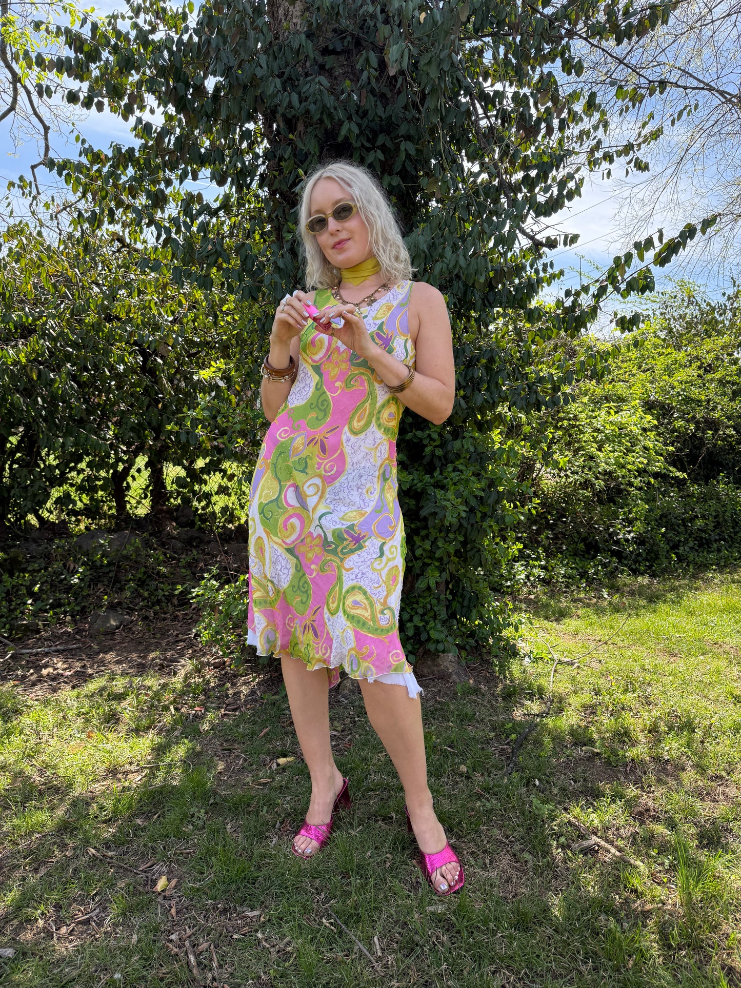 Y2K Pop of Paisley Silk Midi Dress