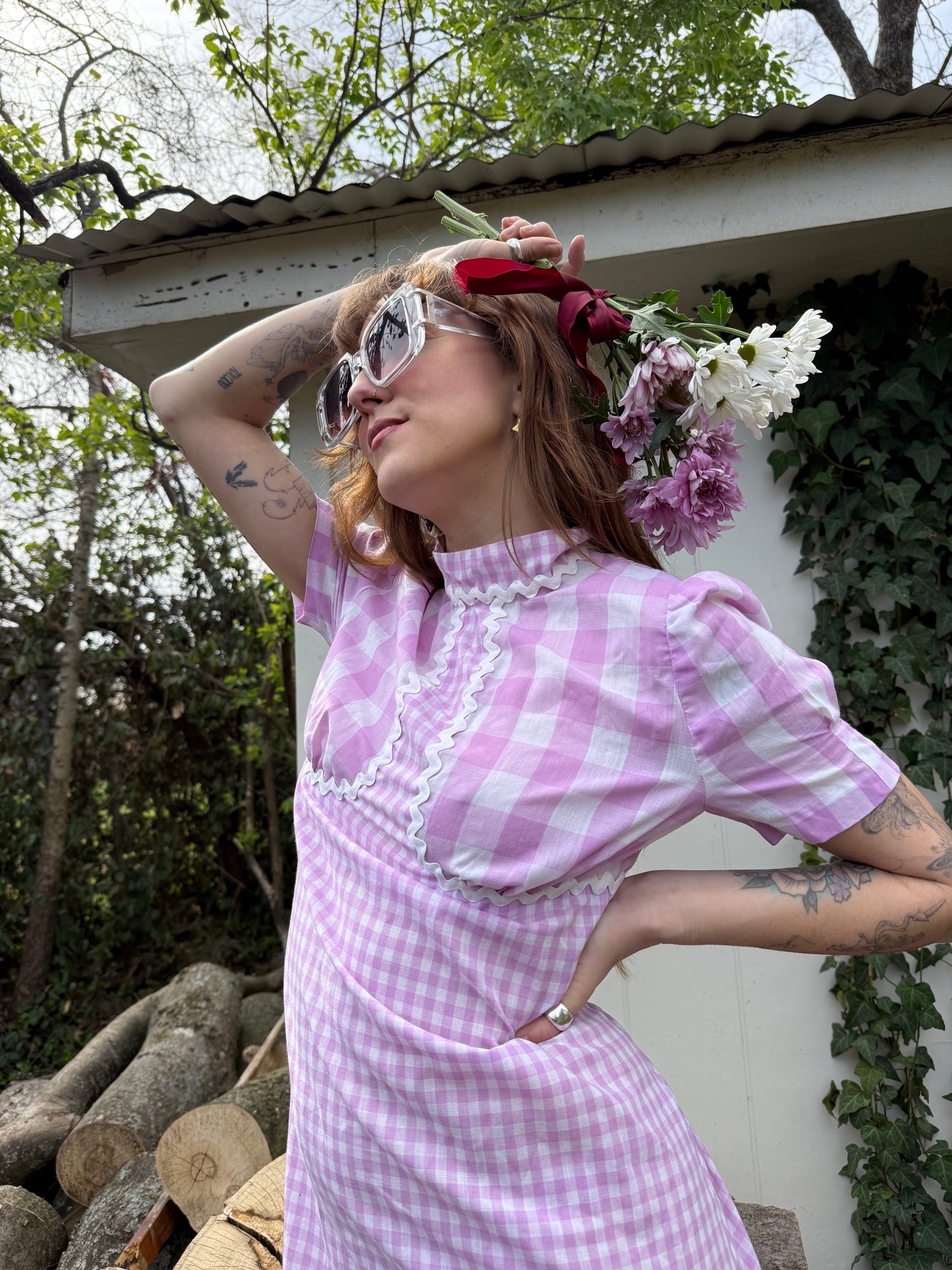 Vintage 1970’s Peony Squiggle Prairie Dress