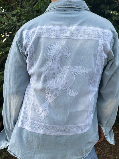 Vintage 1990's Lace Stallion Western Button Down